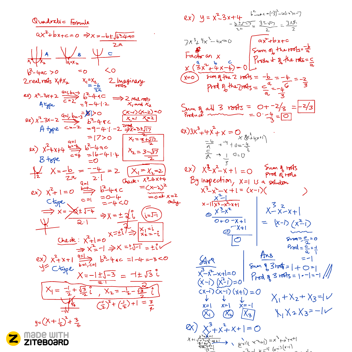 Ziteboard math lesson with online class